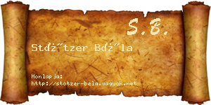 Stötzer Béla névjegykártya